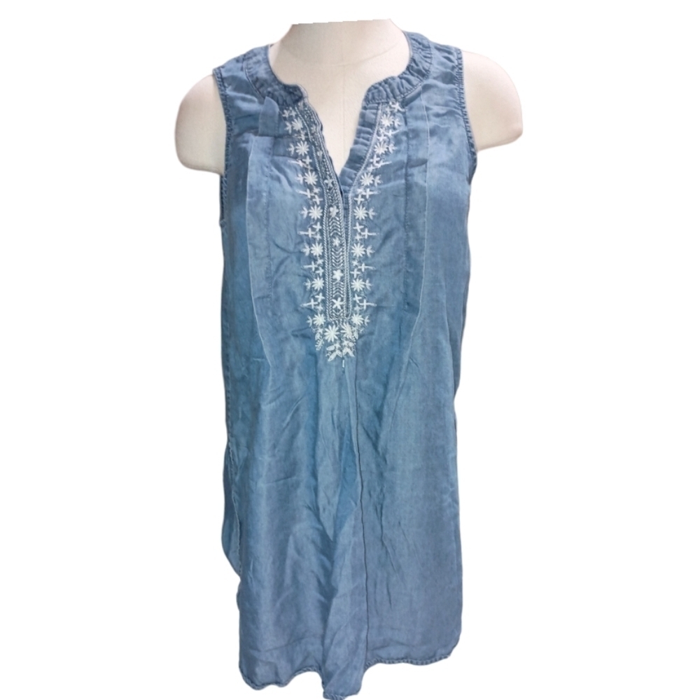 Knox Rose Chambray Denim Tunic Top Size S